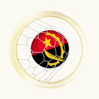 Angola Wertung Ziel, abstrakt Fußball Symbol mit Illustration von Angola Ball im Fußball Netz. vektor