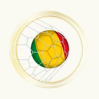 mali scoring mål, abstrakt fotboll symbol med illustration av mali boll i fotboll netto. vektor