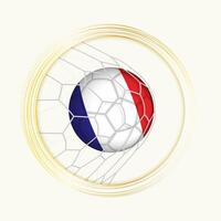 Frankreich Wertung Ziel, abstrakt Fußball Symbol mit Illustration von Frankreich Ball im Fußball Netz. vektor