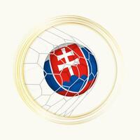 slovakia scoring mål, abstrakt fotboll symbol med illustration av slovakia boll i fotboll netto. vektor