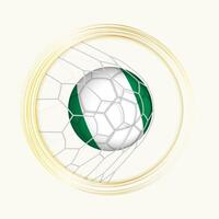 nigeria scoring mål, abstrakt fotboll symbol med illustration av nigeria boll i fotboll netto. vektor