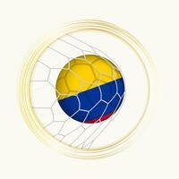 Kolumbien Wertung Ziel, abstrakt Fußball Symbol mit Illustration von Kolumbien Ball im Fußball Netz. vektor