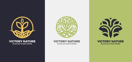 Sieg Natur Logo Design einstellen Vorlage, Profi Stil Konzept vektor