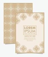 festlich islamisch Rahmen Vorlage Eigenschaften ein beschwingt Muster von Batik Blumen im ein Reich Gold Farbe vektor