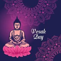 platt vertikal affisch mall för Vesak dag illustration festival firande social media posta och Vesak dag baner vektor