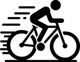 enkel logotyp ClipArt, abstrakt silhuett cyklist Vinka stil illustration av cykel cykling cykel sporter lopp ikon vektor