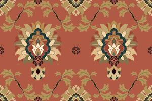 Ikat Stammes- indisch nahtlos Muster. ethnisch aztekisch Stoff Teppich Mandala Ornament einheimisch Boho Chevron textil.geometrisch afrikanisch amerikanisch orientalisch traditionell Illustrationen. Stickerei Stil. vektor