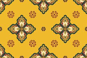 Ikat Stammes- indisch nahtlos Muster. ethnisch aztekisch Stoff Teppich Mandala Ornament einheimisch Boho Chevron textil.geometrisch afrikanisch amerikanisch orientalisch traditionell Illustrationen. Stickerei Stil. vektor