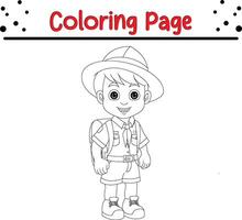 süß Junge erkunden Färbung Buch Seite zum Kinder vektor