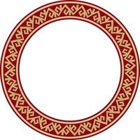 rot und Gold runden kazakh National Ornament. ethnisch Muster von das Völker von das großartig Steppe, .Mongolen, Kirgisen, Kalmücken, Burjaten. Kreis, Rahmen Rand vektor