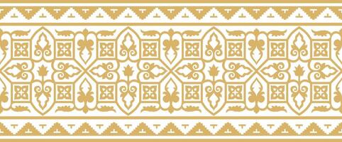 gyllene sömlös byzantine gräns, ram. ändlös grekisk mönster, teckning av de östra roman imperium. dekoration av de ryska ortodox kyrka. vektor