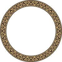 guld och svart kazakh nationell runda mönster, ram. etnisk prydnad av de nomadiserande människors av Asien, de bra stäpp, kazaker, kirghiz, kalmyks, mongoler, begravningar, turkmens vektor