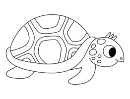 schwarz und Weiß Schildkröte Symbol. unter das Meer Linie Illustration mit süß komisch Ozean Tier. Karikatur unter Wasser oder Marine Schildkröte Clip Art oder Färbung Seite zum Kinder vektor