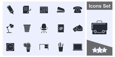 kontor arbetsyta ikon uppsättning symbol samling, logotyp isolerat illustration vektor