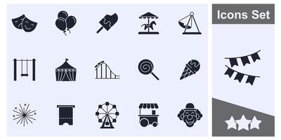 Amüsement Park Symbol einstellen Symbol Sammlung, Logo isoliert Illustration vektor