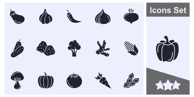 grönsak, friska mat ikon uppsättning symbol samling, logotyp isolerat illustration vektor