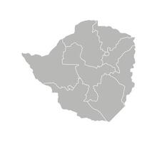 isoliert Illustration von vereinfacht administrative Karte von Zimbabwe. Grenzen von das Provinzen, Regionen. grau Silhouetten. Weiß Umriss. vektor