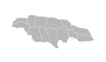 isolerat illustration av förenklad administrativ Karta av jamaica. gränser av de församlingar, regioner. grå silhuetter. vit översikt. vektor