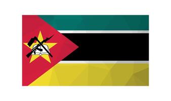 Illustration. offiziell Symbol von Mosambik. National Flagge im Grün, Schwarz, Gelb Farben. kreativ Design im niedrig poly Stil mit dreieckig Formen. Gradient bewirken vektor