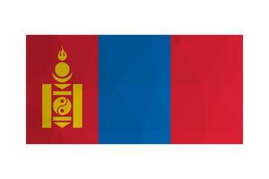isoliert Illustration. National mongolisch Flagge. offiziell Fähnrich von Mongolei mit soyombo Symbol. kreativ Design im niedrig poly Stil mit dreieckig Formen. Gradient Wirkung. vektor