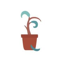 isolerat illustration med platt visnade Hem växt i keramisk pott. sjuk blomma tappa bort löv från påfrestning eftersom torkades upp. de ficus gro är nästan död- och behov vård av odlare eller växt tränare vektor