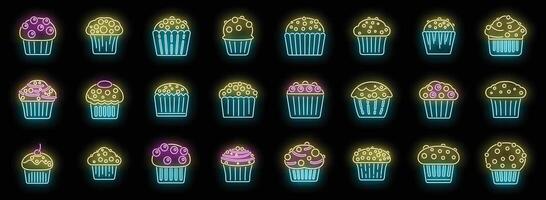 Muffin Symbole einstellen Neon- vektor