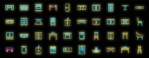 Küche Möbel Symbole einstellen Neon- vektor