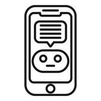 Telefon online bot Plaudern Unterstützung Symbol Gliederung . Hilfe Rede vektor