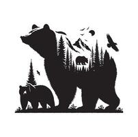Björn silhuett isolerat på de vit bakgrund vektor