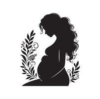 schwanger Frau Silhouette Illustration isoliert auf Weiß Hintergrund vektor