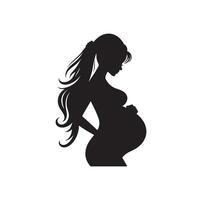gravid kvinna silhuett illustration isolerat på vit bakgrund vektor