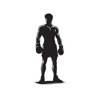 ein Boxer Stand mit Pose Silhouette Illustration vektor