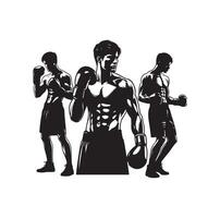 ein Boxer Stand mit Pose Silhouette Illustration vektor