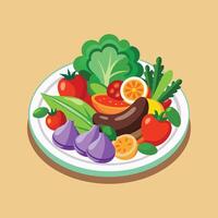 Gericht mit Gemüse isoliert vektor