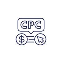 cpc linje ikon, kosta per klick vektor