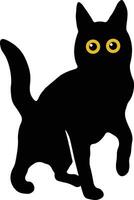 International Katze Tag Charakter mit süß Gelb Augen. isoliert schwarz Silhouette vektor