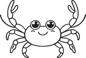 Krabbe, süß Karikatur Charakter, Linie Zeichnungen und bunt Färbung Seiten. vektor