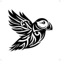 lunnefågel i modern stam- tatuering, abstrakt linje konst av djur, minimalistisk kontur. vektor