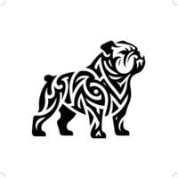 bulldogg hund i modern stam- tatuering, abstrakt linje konst av djur, minimalistisk kontur. vektor