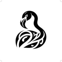 flamingo i modern stam- tatuering, abstrakt linje konst av djur, minimalistisk kontur. vektor