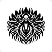 Kalkon, kyckling i modern stam- tatuering, abstrakt linje konst av djur, minimalistisk kontur. vektor