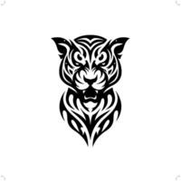 jaguar, leopard, panter i modern stam- tatuering, abstrakt linje konst av djur, minimalistisk kontur. vektor