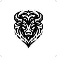 bison , buffel i modern stam- tatuering, abstrakt linje konst av djur, minimalistisk kontur. vektor