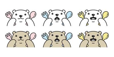 Bär Polar- Bär essen Essen Symbol Logo Teddy Karikatur Charakter Symbol Gekritzel Illustration Design vektor