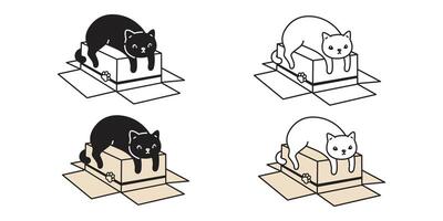 Katze Kätzchen Kattun Symbol Haustier Karikatur Charakter Symbol Papier Box Illustration Gekritzel Design vektor