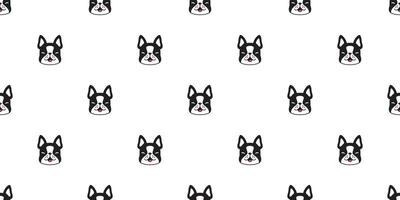 Hund nahtlos Muster Französisch Bulldogge Gesicht Kopf Karikatur Symbol Lächeln wiederholen Hintergrund Fliese Hintergrund Schal isoliert Illustration Design vektor