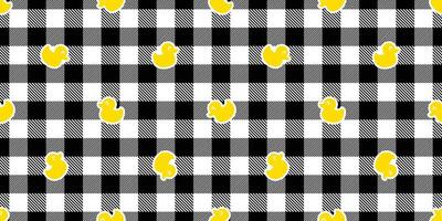 Ente nahtlos Muster Gummi Ente Vogel Küken überprüft Tartan Plaid Karikatur wiederholen Hintergrund Schal isoliert Fliese Hintergrund Illustration Gekritzel Design vektor