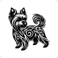 yorkshire terrier hund i modern stam- tatuering, abstrakt linje konst av djur, minimalistisk kontur. vektor