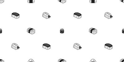 sushi sömlös mönster onigiri japansk mat bricka bakgrund scarf isolerat illustration tecknad serie upprepa tapet design vektor