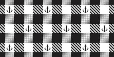 Anker nahtlos Muster Boot überprüft Tartan Plaid Helm Pirat maritim nautisch Schal isoliert Ozean Meer wiederholen Hintergrund Fliese Hintergrund Illustration Design vektor